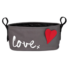 Choopie CityBucket推車置物袋, Love設計, 高品質硬挺布料, 小甜心 鐵灰色 + 紅色 + 白色, 1個