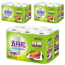 五月花 超強韌廚房紙巾 60張, 6捲, 3袋