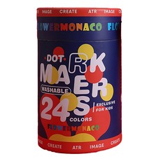 FLOWER MONACO 可水洗圓頭彩色筆 24色, 兒童專用, 圓點筆, 1組