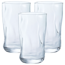 ADERIA GLASS 日本手捻仿陶飲料杯 380ml 3個, 透明