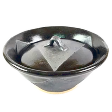 天目三角紋系列 小蓋物 14cm 陶 日本製, 黑色, 1個