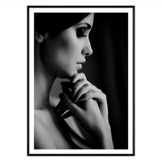 沉思 黑白女性肖像藝術牆面裝飾畫, 黑色