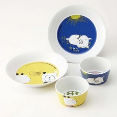 Shinzi Katoh 動物午餐飯碗4件組, 1組, 白色