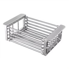 FAmILyLIFE 生活 不鏽鋼可伸縮廚房瀝水置物架 A-143-G-2 M 27.5~46.3 x 16.2 x 9.2cm 204g, 1層, 灰色, 2個