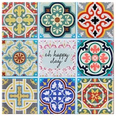 TROMSO 西班牙復古花磚陶瓷隔熱墊, 隔熱效果佳, 軟木塞背面設計, 不刮傷桌面, S18, 1組