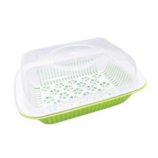 甲克虫 雙層附蓋瀝水籃 透氣瀝水孔 食品級PP材質 耐熱攝氏80度 一物多用, 大, 顏色隨機, 1入