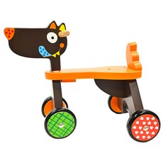 ebulobo 大野狼四輪玩具車, 原木手作精緻質感, 法式童趣設計, 促進寶貝肌肉運用, 1個