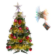 耶誕可愛經典裝飾聖誕樹 LED50燈電池燈彩光, 紅蘋果金色系