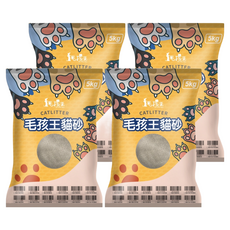 毛孩王 粗貓砂, 天然膨潤土+精油, 5kg, 無香味, 4包