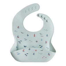 Loulou Lollipop 寬口袋立體矽膠圍兜, 可愛設計圖騰, 防水材質, 四段式扣環, 航海冒險, 1件