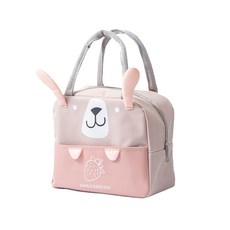 iSFun 萌趣動物 保溫保冷手提便當袋, 粉小兔, 1個