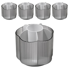 桌上型六格旋轉收納桶 附防滑腳貼 F0687-01 14 x 12cm 270g, 透明款, 5個