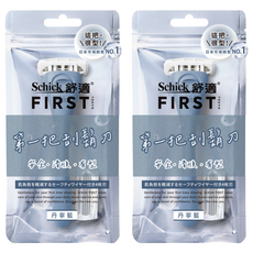 Schick 舒適牌 FIRST TOKYO 第一把刮鬍刀 + 刀頭 2組, 安全舒適, 初學者適用