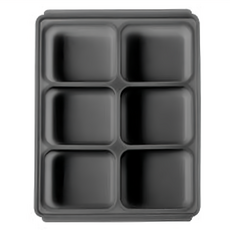 Tgm 白金矽膠副食品冷凍儲存分裝盒，適用於微波爐/洗碗機/冰箱，保鮮保存, L, 灰色, 1個, 45ml