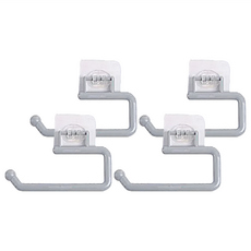 理享家 廚房櫥櫃免打孔餐巾紙卷紙架 紙巾掛架 多功能捲筒紙架 4入組 (適用15公分內捲筒) 無痕款-灰色-短, 1組