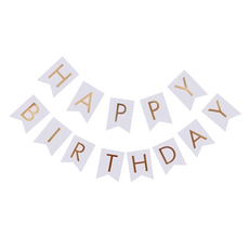 橫幅生日燕尾旗, 白色, 1個