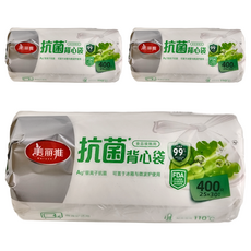 美麗雅 抗菌背心袋 保鮮袋 可置於冰箱與微波爐使用, 小(30 x 25cm), 400個, 3盒