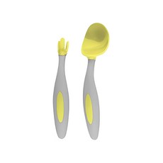 b.box 專利湯匙叉子套裝, 獨特叉子設計, 深勺湯匙, 方便攜帶盒, 9個月以上, 叉子 + 湯匙, 黃色, 1組