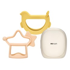 MOYUUM 白金矽膠手環固齒器咘咕星禮盒 附收納盒 2入組, 檸檬黃 + 珊瑚粉, 1組