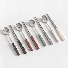 [4人份組] Kamome Kitchen Kamome 湯筷組, 深棕色+酒紅色+灰色+奶油黃, 湯匙 4入+筷子 4雙, 1組