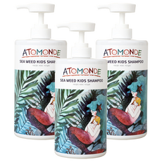ATOMONDE 兒童海草洗髮精，弱酸性大容量，溫和低刺激，海洋萃取物, 1L, 3瓶