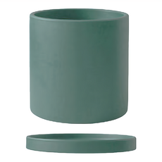 KOTI 日安生活 莫蘭迪色陶瓷花盆圓筒形附底盤/盆栽/花槽, 墨綠色, 1個