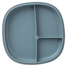 BBox 2合1吸盤式餐盤 莫蘭迪藍, 寶寶學習餐具, 分隔設計, 安全無毒, 1個