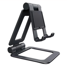 yesido鋁合金桌面手機平板支架 摺疊設計輕薄便攜 雙轉軸強力支撐 全金屬更耐用, 黑色, 1個