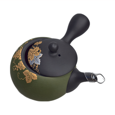 昭萌 11號黑丸綠葡萄急須壺 200ml 陶瓷 日本產, 0-157, 1個