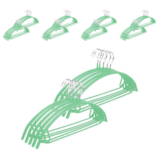 日版超厚多功能無痕衣架 5入一組 寬43x高21cm 浸塑材質＋鍍鉻鐵, 歐綠, 10個