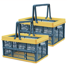 多功能用途可摺疊收納籃 海洋藍, 小(20 x 30 x 15.5cm), 2個