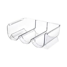 理享家 加厚PET可疊加保溫杯收納杯架3格 節省空間 廚房收納, 透明, 1個