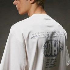 BOHRHOO Floral Ash And Printed Slogan 印花標語短袖 T恤, 2XL, 白色