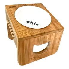 Carno 卡諾 寵物高腳陶瓷碗 高質感木製材質 實木碗架防打翻 穩固耐用 方便好清洗, RJ806-1, 1個