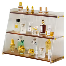 HAPPY LIFE 長虹壓克力桌面收納架 Set 3層 三面透明, 茶色, 1個