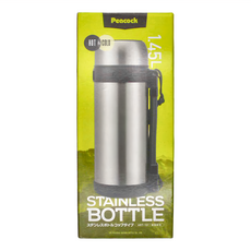 Peacock 日本孔雀 戶外露營休閒 不鏽鋼大容量保冷保溫杯水壺 1.45L 手提把 + 背帶設計, 原鋼色, 1個