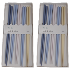 FaSoLa 無蠟安心六角合金筷 Set 5雙/彩色-2組, 筷子5雙, 混色