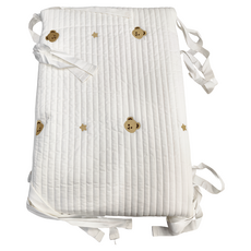 韓式絎縫可拆洗嬰兒床加厚純棉防撞床圍欄, 星星熊 米色