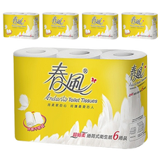 春風 捲筒式花紋衛生紙 270張, 6捲, 5袋