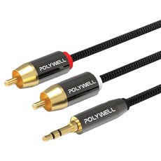 POLYWELL 3.5mm公 (三極)轉 2*RCA 2M 1條 PW15-W52-B021, 單一商品