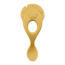 MOTHER-K 鉑金矽膠學習湯匙 適用於4個月以上的嬰兒 可微波/烤箱 可進洗碗機 可沸水消毒, 獅子黃, 1支