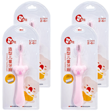 喜多 造型兒童牙刷 2-6歲, 銀離子抗菌刷毛, 粉, 1支, 4支