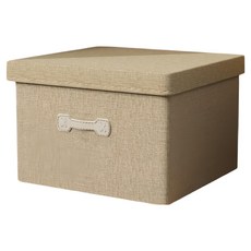 小麥購物 棉麻掀蓋式收納箱 大, 黃色, 1個