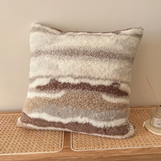 宇宙行星大地色抱枕套 絨毛+羊羔絨異拼接