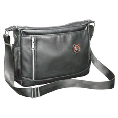 真皮頭層牛皮男士橫款肩背包 大容量, 黑色, 1個