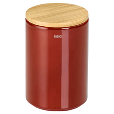 Kela Cady 陶製密封罐（朱紅）700ml 竹製上蓋, 10 × 14.5cm, 1個