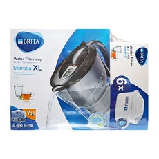 BRITA MAXTRA MARELLA濾水壺 + 濾芯 7個 XL 3.5L 原廠保固, 黑色, 1組