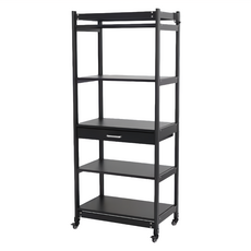 FAmILyLIFE 生活 航太鋁可升降五層附輪耐重置物架 FL-323 40 x 60 x 145.5cm 15.6kg, 銀河黑, 1個