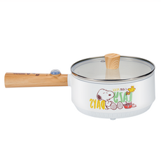 PEANUTS 吃貨系列 S18雙層防燙不沾烹飪鍋 1.6L 木紋款