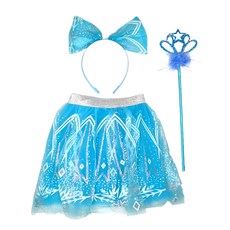 摩達客 兒童蝴蝶精靈仙子三套組 萬聖派對變裝扮, 冰藍色, 1組